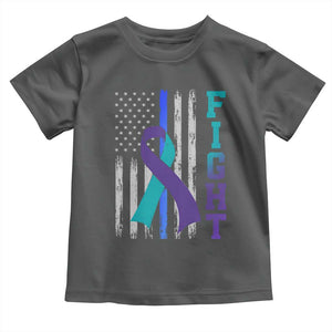 Fight Police Suicide Prevention Awareness American Flag Ribbon Support Toddler T Shirt