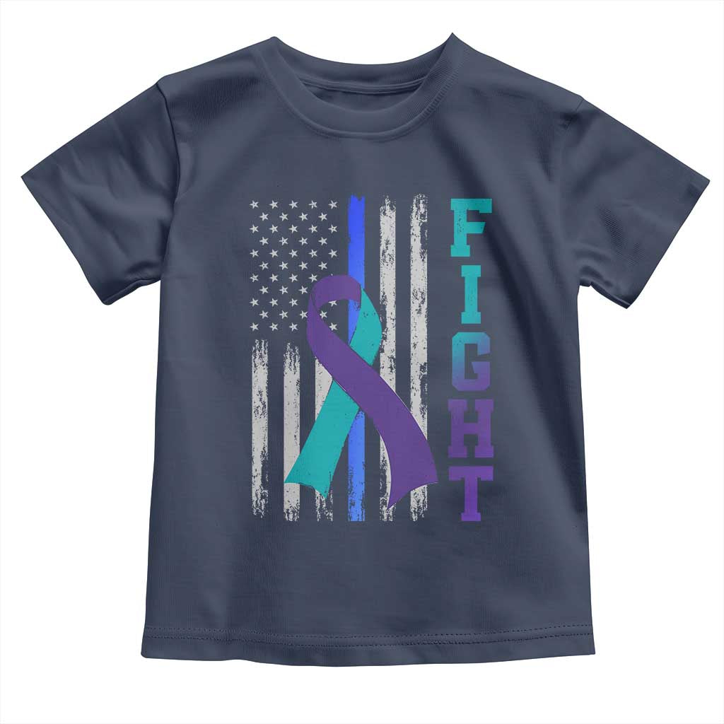 Fight Police Suicide Prevention Awareness American Flag Ribbon Support Toddler T Shirt