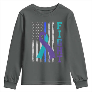 Fight Police Suicide Prevention Awareness American Flag Ribbon Support Youth Sweatshirt