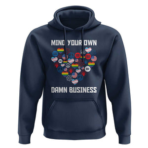 Harris Walz 2024 Hoodie Mind Your Own Damn Business Unity LGBT American Flag TS11 Navy Print Your Wear