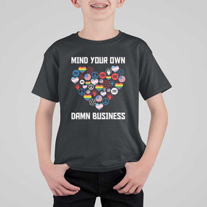 Harris Walz 2024 T Shirt For Kid Mind Your Own Damn Business Unity LGBT American Flag TS11 Black Print Your Wear
