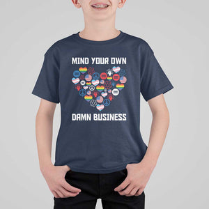 Harris Walz 2024 T Shirt For Kid Mind Your Own Damn Business Unity LGBT American Flag TS11 Navy Print Your Wear