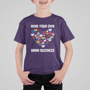 Harris Walz 2024 T Shirt For Kid Mind Your Own Damn Business Unity LGBT American Flag TS11 Purple Print Your Wear