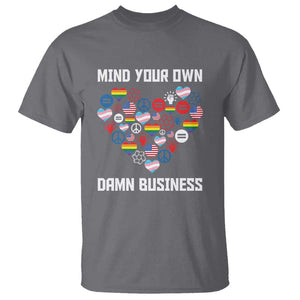 Harris Walz 2024 T Shirt Mind Your Own Damn Business Unity LGBT American Flag TS11 Charcoal Print Your Wear