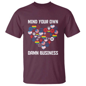 Harris Walz 2024 T Shirt Mind Your Own Damn Business Unity LGBT American Flag TS11 Maroon Print Your Wear