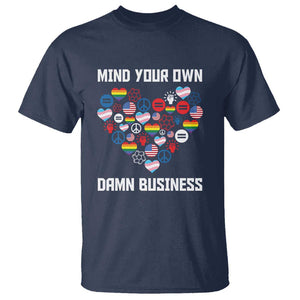 Harris Walz 2024 T Shirt Mind Your Own Damn Business Unity LGBT American Flag TS11 Navy Print Your Wear