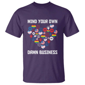 Harris Walz 2024 T Shirt Mind Your Own Damn Business Unity LGBT American Flag TS11 Purple Print Your Wear