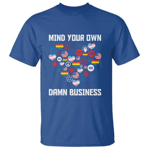 Harris Walz 2024 T Shirt Mind Your Own Damn Business Unity LGBT American Flag TS11 Royal Blue Print Your Wear