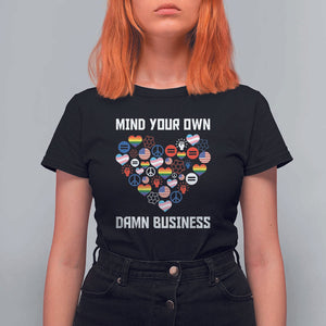 Harris Walz 2024 T Shirt For Women Mind Your Own Damn Business Unity LGBT American Flag TS11 Black Print Your Wear
