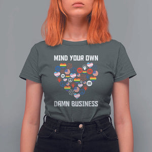 Harris Walz 2024 T Shirt For Women Mind Your Own Damn Business Unity LGBT American Flag TS11 Dark Heather Print Your Wear