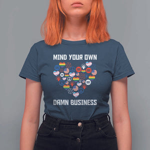 Harris Walz 2024 T Shirt For Women Mind Your Own Damn Business Unity LGBT American Flag TS11 Navy Print Your Wear