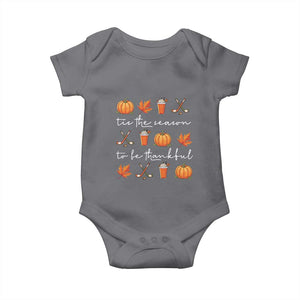 Thanksgiving Day Baby Onesie Tis The Season To Be Thankful Pumpkin Ice Hockey Maple Leaf TS11 Charcoal Print Your Wear