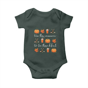 Thanksgiving Day Baby Onesie Tis The Season To Be Thankful Pumpkin Ice Hockey Maple Leaf TS11 Print Your Wear