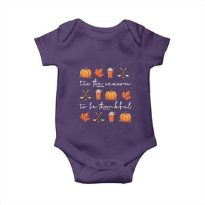 Thanksgiving Day Baby Onesie Tis The Season To Be Thankful Pumpkin Ice Hockey Maple Leaf TS11 Purple Print Your Wear