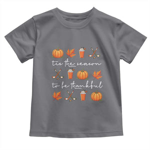 Thanksgiving Day Baby Shirt Tis The Season To Be Thankful Pumpkin Ice Hockey Maple Leaf TS11 Charcoal Print Your Wear