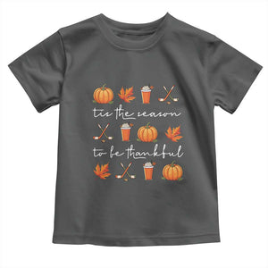 Thanksgiving Day Baby Shirt Tis The Season To Be Thankful Pumpkin Ice Hockey Maple Leaf TS11 Dark Heather Print Your Wear