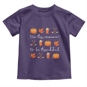 Thanksgiving Day Baby Shirt Tis The Season To Be Thankful Pumpkin Ice Hockey Maple Leaf TS11 Purple Print Your Wear