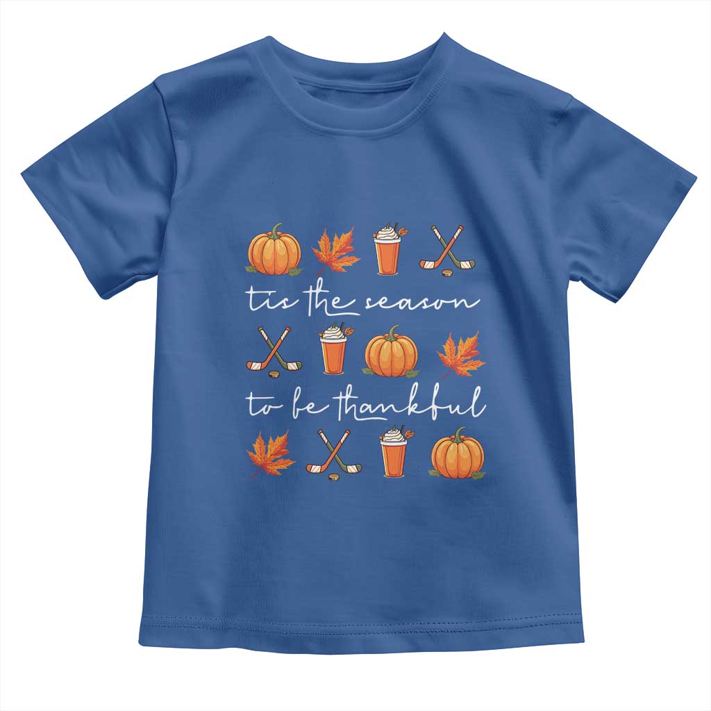 Thanksgiving Day Baby Shirt Tis The Season To Be Thankful Pumpkin Ice Hockey Maple Leaf TS11 Royal Blue Print Your Wear