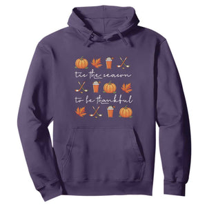 Thanksgiving Day Hoodie Tis The Season To Be Thankful Pumpkin Ice Hockey Maple Leaf TS11 Purple Print Your Wear