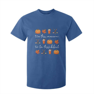 Thanksgiving Day T Shirt For Kid Tis The Season To Be Thankful Pumpkin Ice Hockey Maple Leaf TS11 Royal Blue Print Your Wear