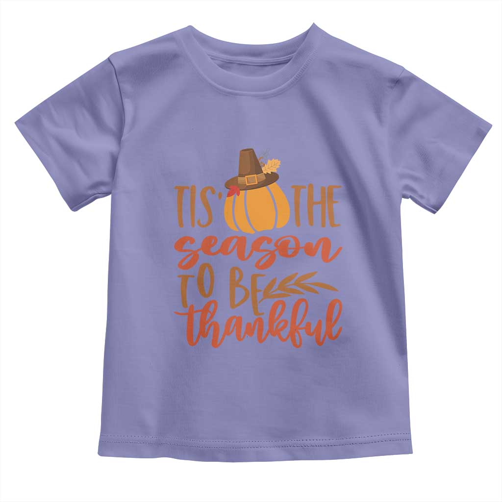 Thanksgiving Day Baby Shirt Tis The Season To Be Thankful Pumpkin Fall Season Pilgrim Hat TS11 Violet Print Your Wear