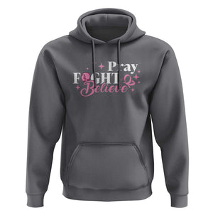 Breast Cancer Awareness Hoodie Pray Fight Believe Boxing Glove Pink Ribbon Butterfly TS11 Charcoal Print Your Wear