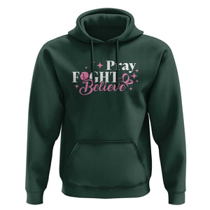 Breast Cancer Awareness Hoodie Pray Fight Believe Boxing Glove Pink Ribbon Butterfly TS11 Dark Forest Green Print Your Wear