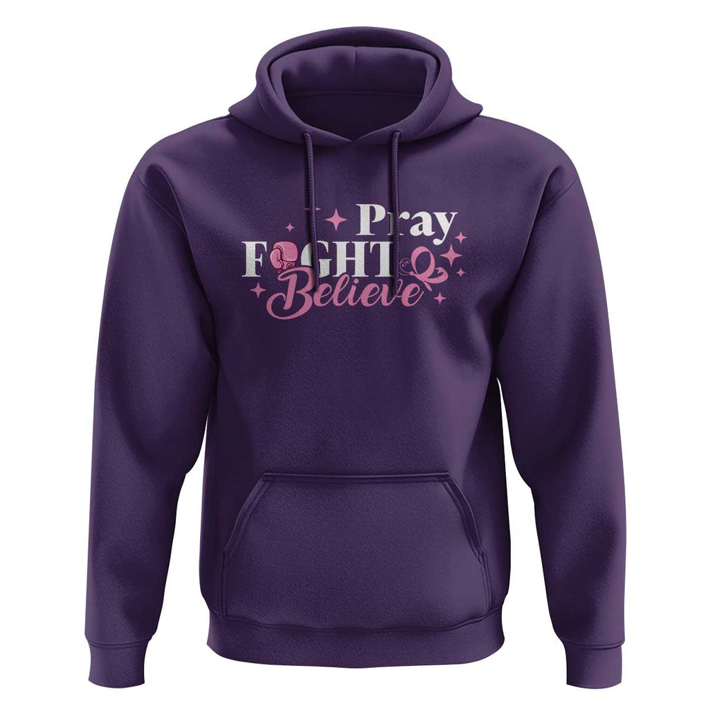 Breast Cancer Awareness Hoodie Pray Fight Believe Boxing Glove Pink Ribbon Butterfly TS11 Purple Print Your Wear