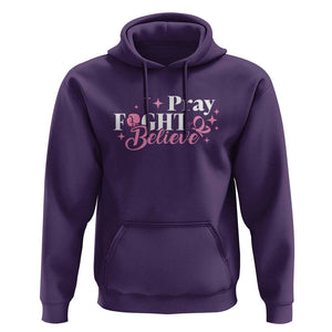Breast Cancer Awareness Hoodie Pray Fight Believe Boxing Glove Pink Ribbon Butterfly TS11 Purple Print Your Wear