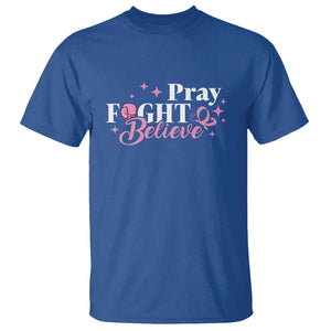 Breast Cancer Awareness T Shirt Pray Fight Believe Boxing Glove Pink Ribbon Butterfly TS11 Royal Blue Print Your Wear