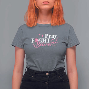 Breast Cancer Awareness T Shirt For Women Pray Fight Believe Boxing Glove Pink Ribbon Butterfly TS11 Charcoal Print Your Wear