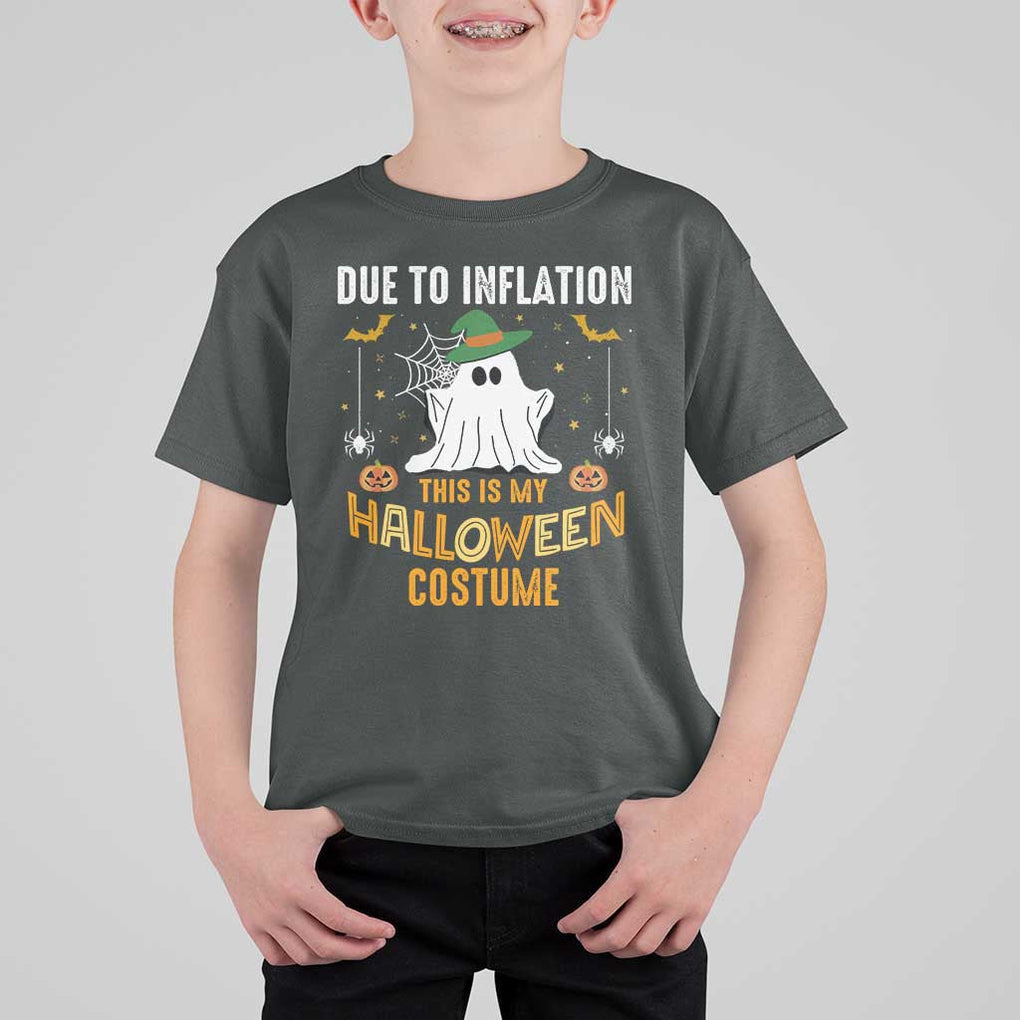 Funny Halloween T Shirt For Kid Due To Inflation This Is My Halloween Costume Cute Ghost TS11 Dark Heather Print Your Wear
