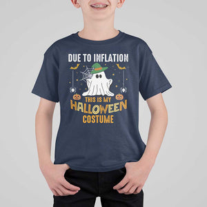 Funny Halloween T Shirt For Kid Due To Inflation This Is My Halloween Costume Cute Ghost TS11 Navy Print Your Wear