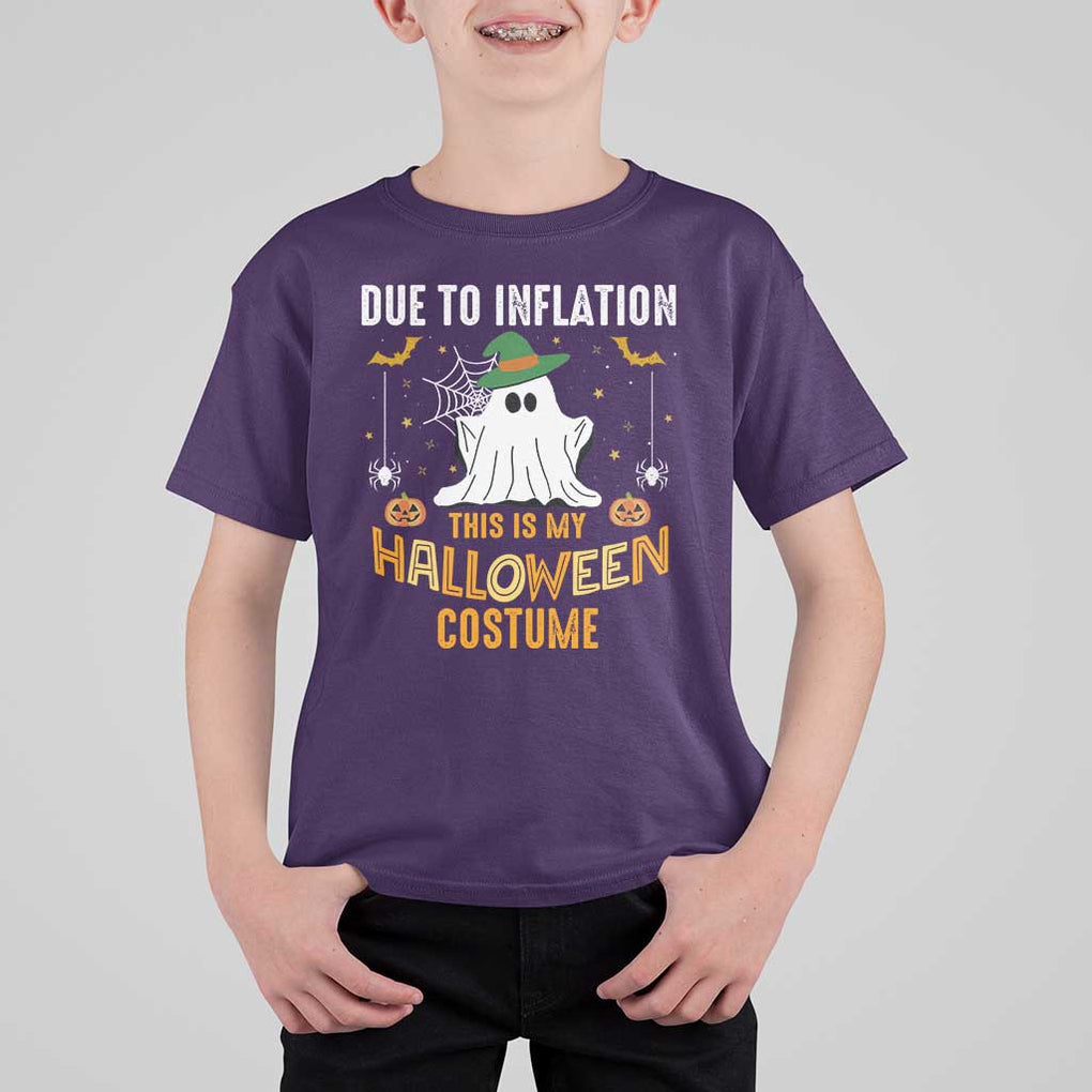 Funny Halloween T Shirt For Kid Due To Inflation This Is My Halloween Costume Cute Ghost TS11 Purple Print Your Wear