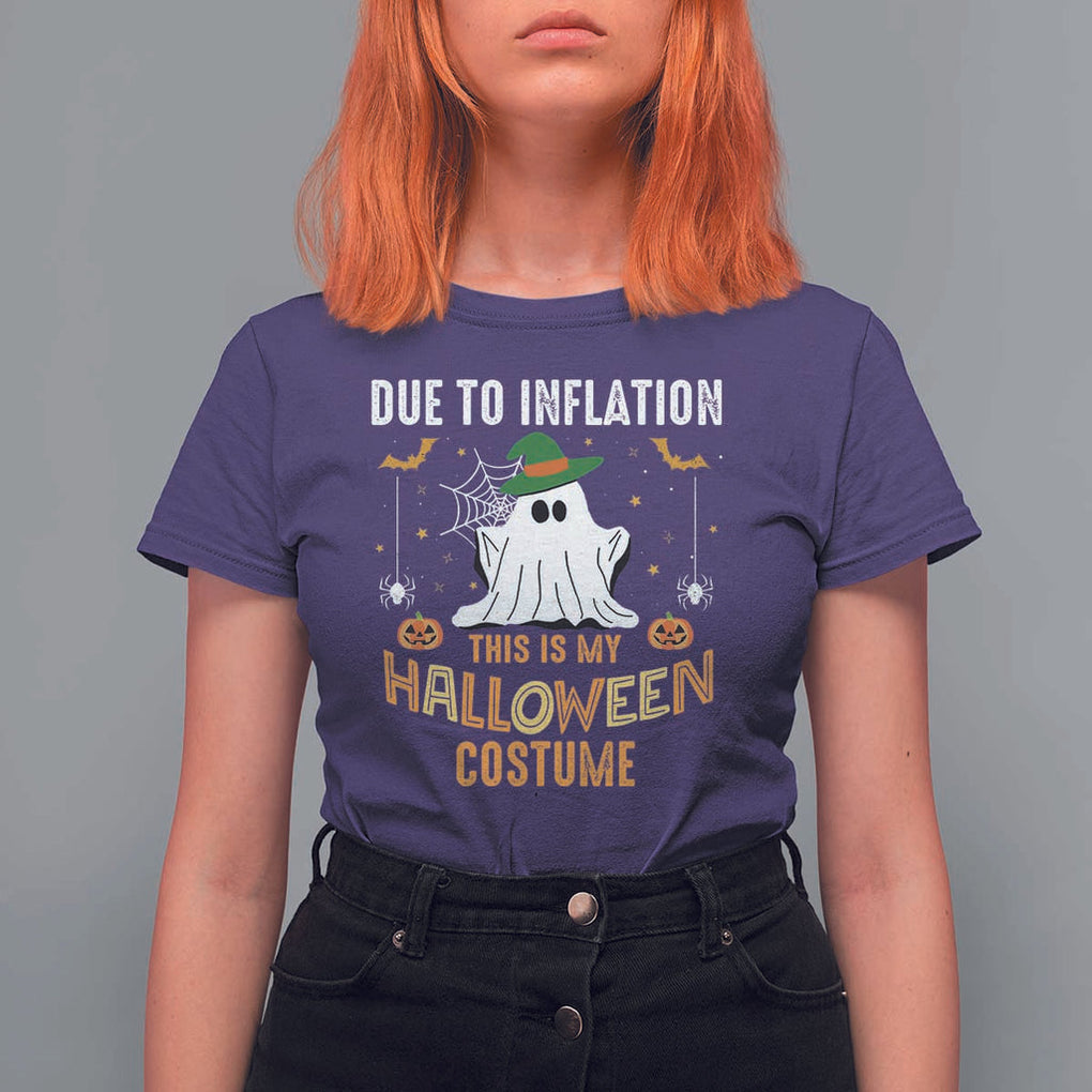 Funny Halloween T Shirt For Women Due To Inflation This Is My Halloween Costume Cute Ghost TS11 Purple Print Your Wear