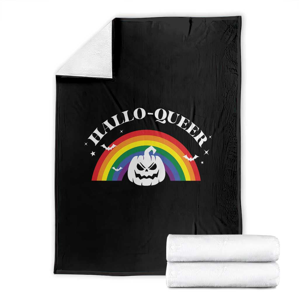 Halloween LGBT Throw Blanket Hallo Queer Halloween Rainbow Pumpkin TS11 Black Print Your Wear