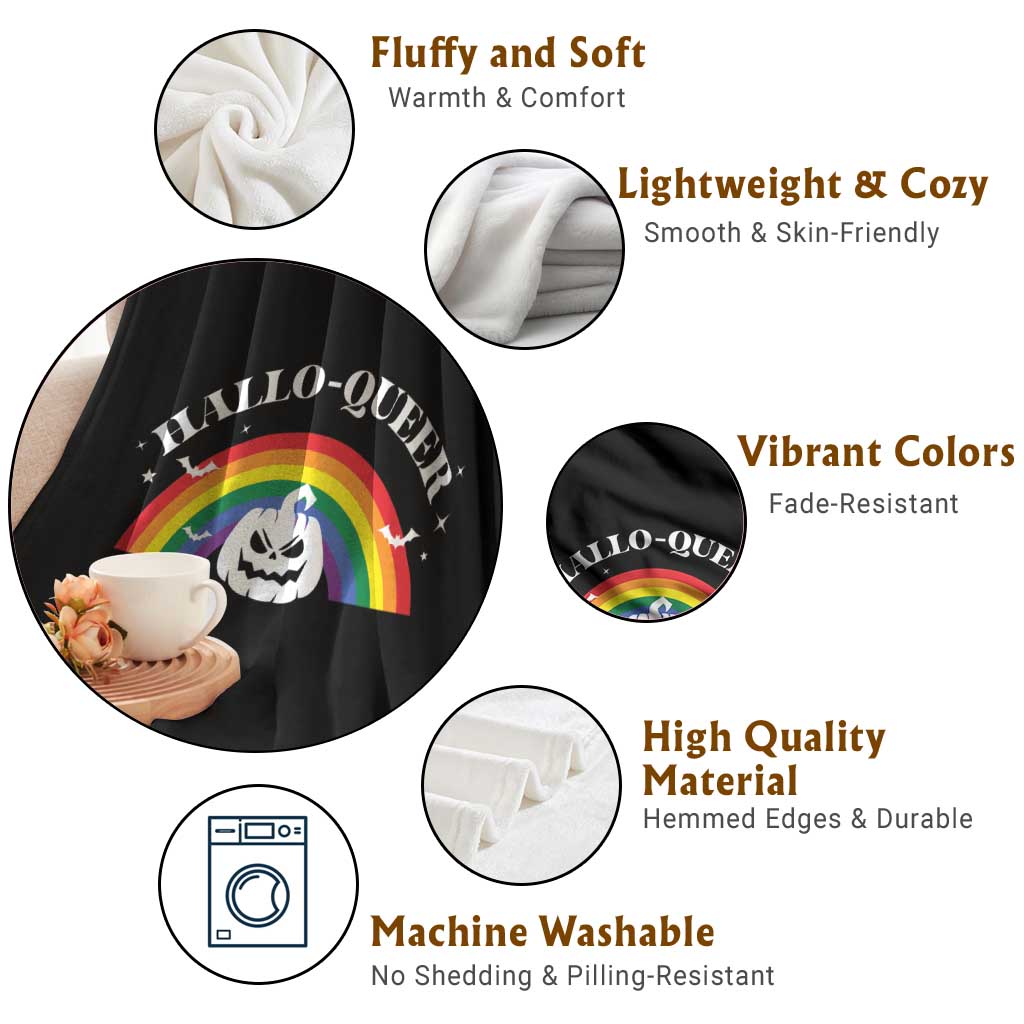Halloween LGBT Throw Blanket Hallo Queer Halloween Rainbow Pumpkin TS11 Print Your Wear