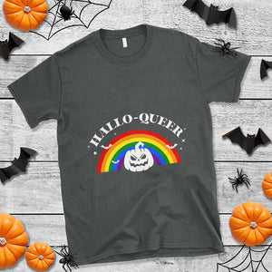 Halloween LGBT T Shirt Hallo Queer Halloween Rainbow Pumpkin TS11 Dark Heather Print Your Wear