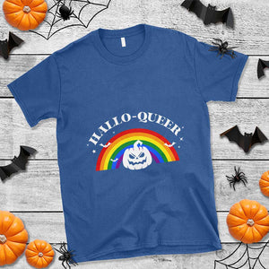 Halloween LGBT T Shirt Hallo Queer Halloween Rainbow Pumpkin TS11 Royal Blue Print Your Wear