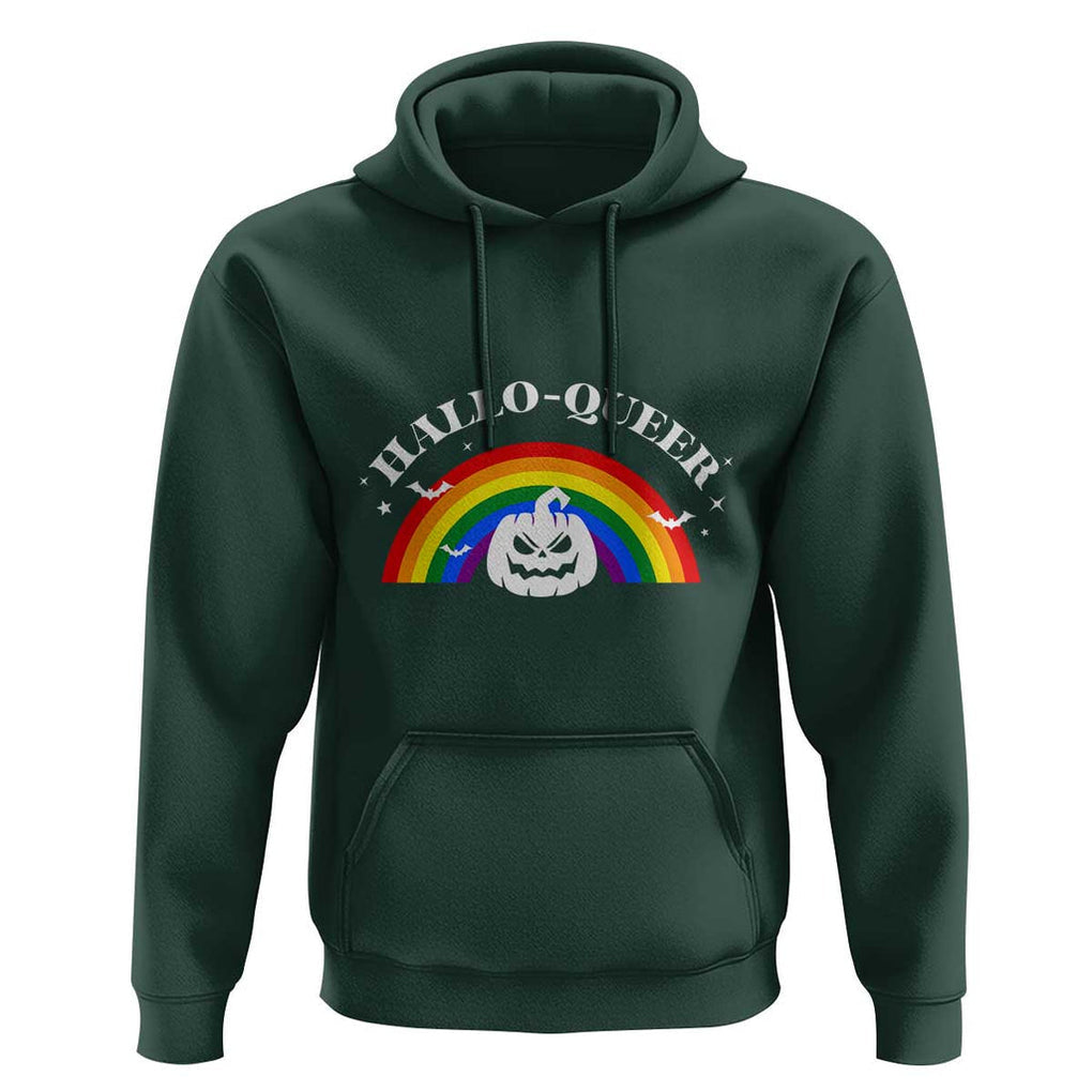 Halloween LGBT Hoodie Hallo Queer Halloween Rainbow Pumpkin TS11 Dark Forest Green Print Your Wear