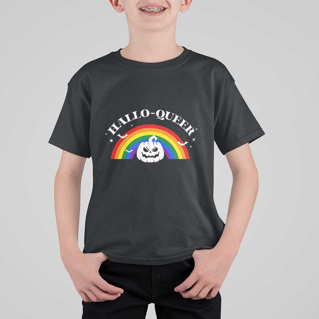 Halloween LGBT T Shirt For Kid Hallo Queer Halloween Rainbow Pumpkin TS11 Black Print Your Wear