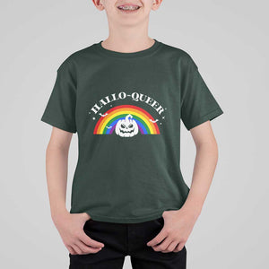 Halloween LGBT T Shirt For Kid Hallo Queer Halloween Rainbow Pumpkin TS11 Dark Forest Green Print Your Wear