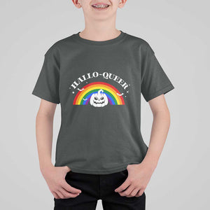 Halloween LGBT T Shirt For Kid Hallo Queer Halloween Rainbow Pumpkin TS11 Dark Heather Print Your Wear
