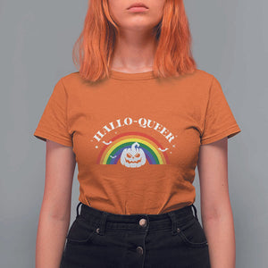 Halloween LGBT T Shirt For Women Hallo Queer Halloween Rainbow Pumpkin TS11 Orange Print Your Wear