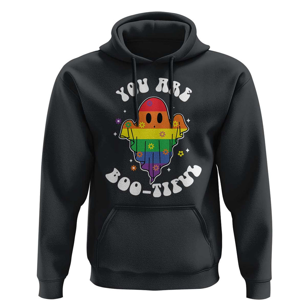 Halloween LGBT Hoodie You Are Boo Tiful Beautiful Rainbow Ghost TS11 Black Print Your Wear
