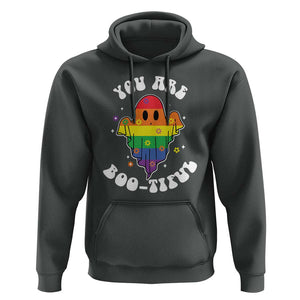 Halloween LGBT Hoodie You Are Boo Tiful Beautiful Rainbow Ghost TS11 Dark Heather Print Your Wear