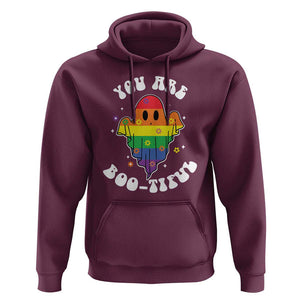 Halloween LGBT Hoodie You Are Boo Tiful Beautiful Rainbow Ghost TS11 Maroon Print Your Wear