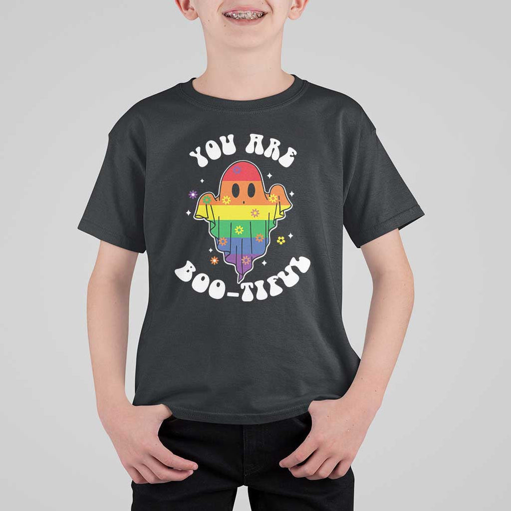 Halloween LGBT T Shirt For Kid You Are Boo Tiful Beautiful Rainbow Ghost TS11 Black Print Your Wear