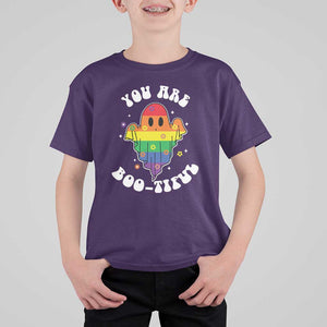 Halloween LGBT T Shirt For Kid You Are Boo Tiful Beautiful Rainbow Ghost TS11 Purple Print Your Wear