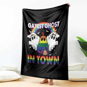 Funny Halloween LGBT Throw Blanket Gayest Ghost In Town Rainbow Flag TS11 Print Your Wear